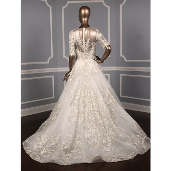 ISABELLE ARMSTRONG Charlotte Sheer Sleeves Ballgown Wedding Dress Bridal Gown 10 - Picture 6 of 11